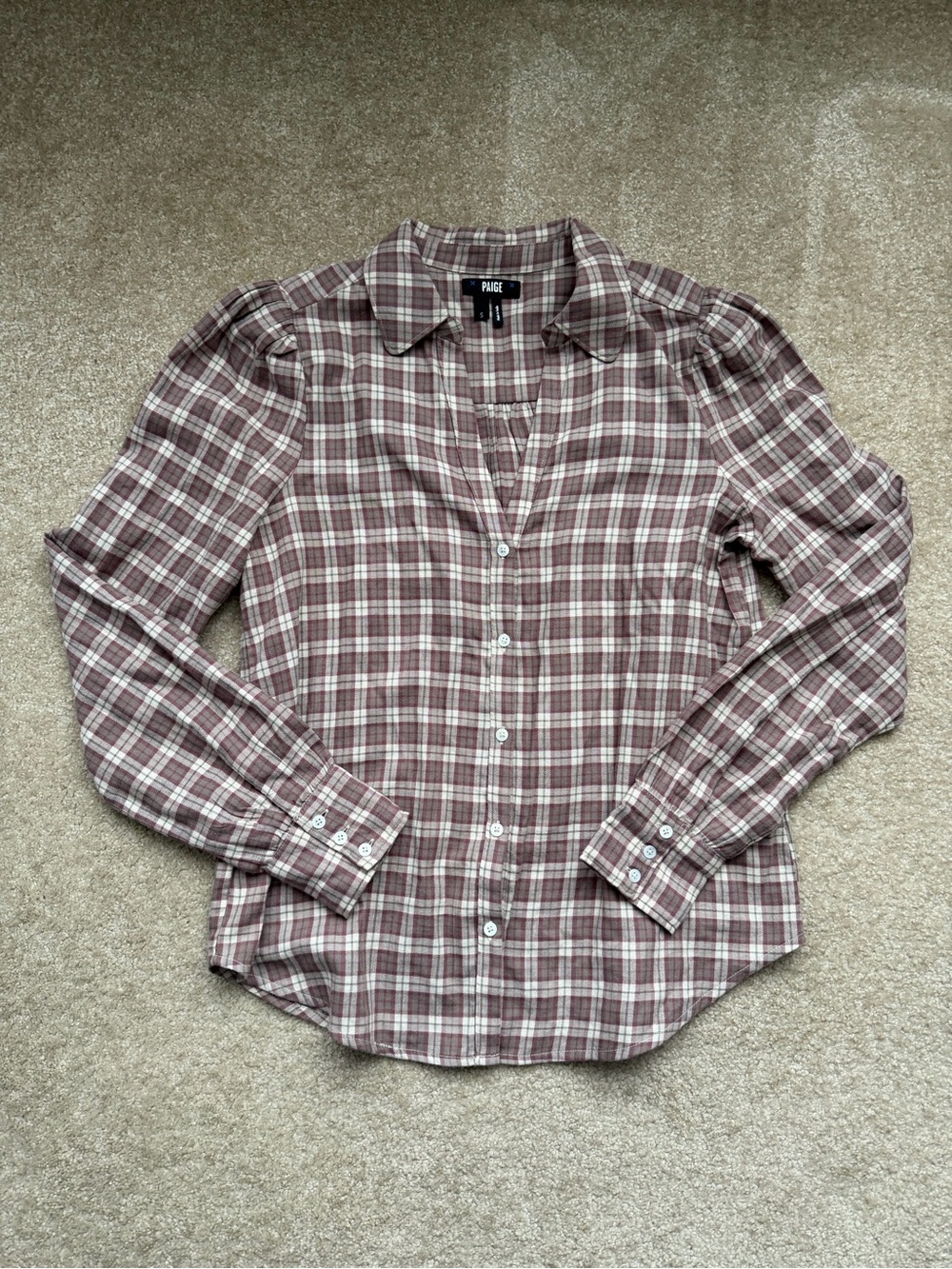 PAIGE Dusty Rose Plaid Button-Down Shirt